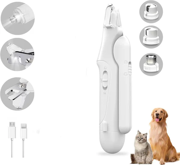 Rechargeable Dog Nail Grinder & Clipper with LED Light
